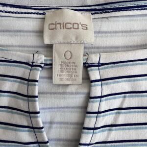 Chico’s Tropical Stripe Swing Dress Floral Resort Coastal Cruise Size 0